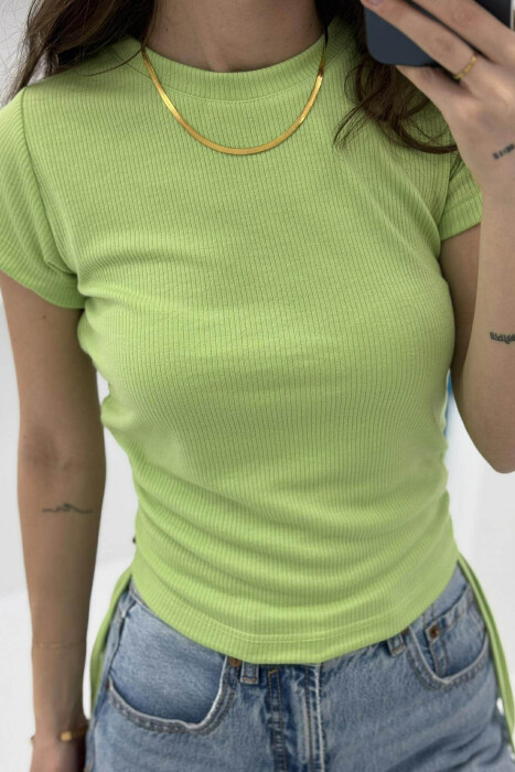 LACING SIMPLE WOMAN T-SHIRT LIGHT GREEN/JEZB - 4
