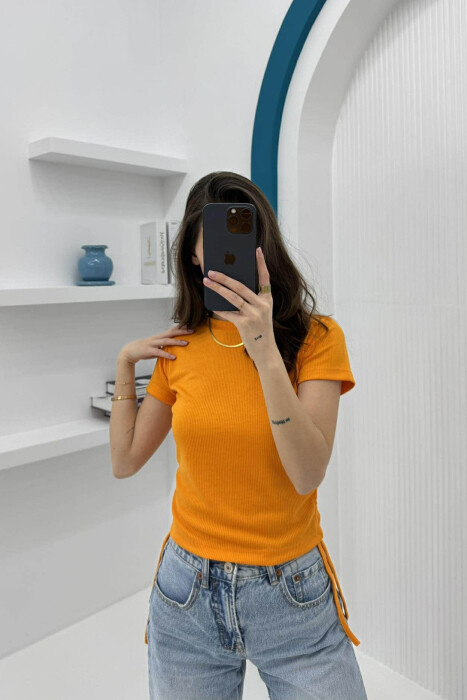 LACING SIMPLE WOMAN T-SHIRT ORANGE/PORTOKALLI 