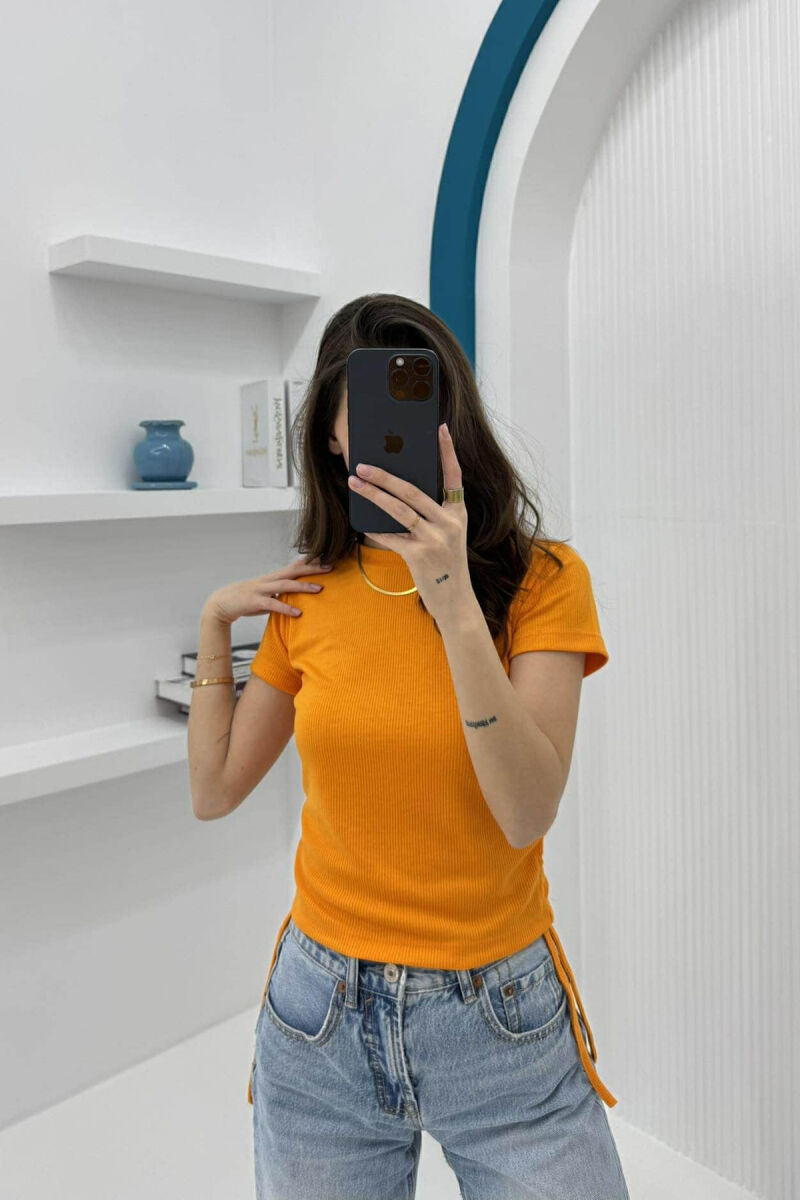LACING SIMPLE WOMAN T-SHIRT ORANGE/PORTOKALLI - 1