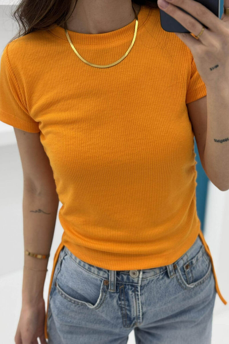 LACING SIMPLE WOMAN T-SHIRT ORANGE/PORTOKALLI - 2
