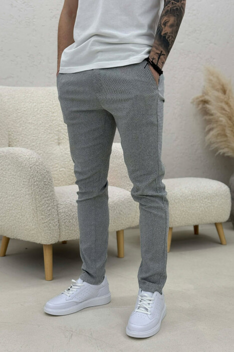 LACING WAIST MEN PANTS LIGHT GREY/GZ - KLAUDIO FASHION