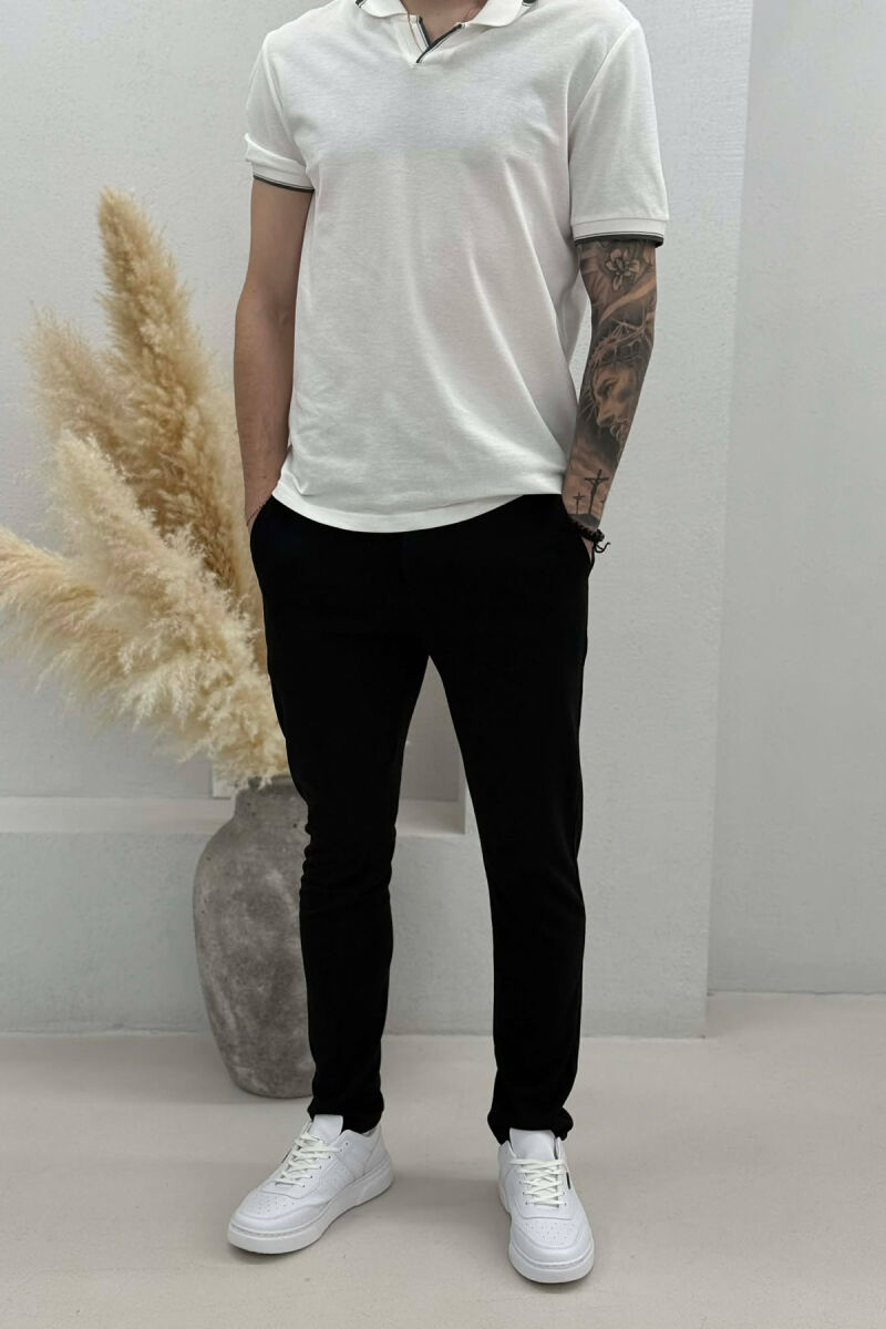 LACING WAIST SIMPLE MEN PANTS BLACK/ E ZEZE - 2