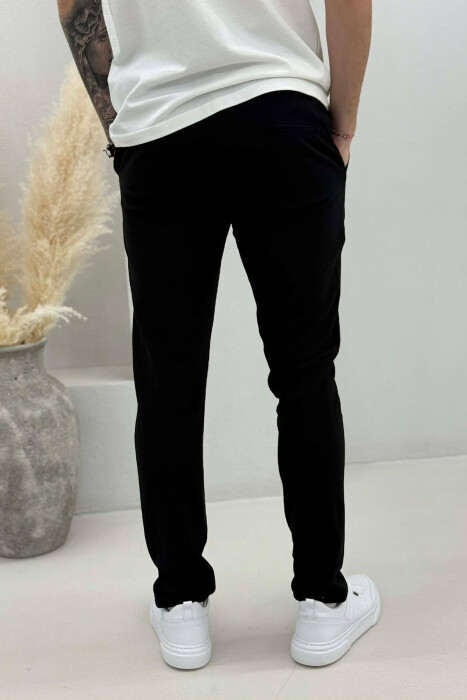 LACING WAIST SIMPLE MEN PANTS BLACK/ E ZEZE - 3