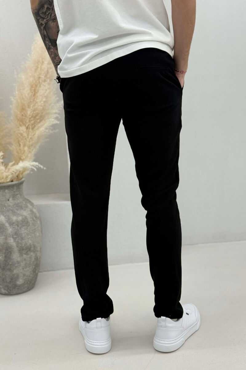 LACING WAIST SIMPLE MEN PANTS BLACK/ E ZEZE - 3