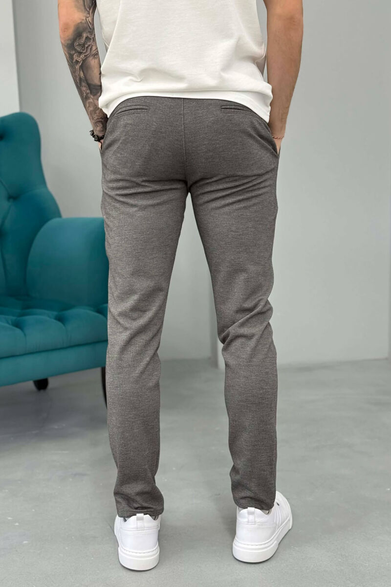 LACING WAIST SIMPLE MEN PANTS GREY/GRI - 5