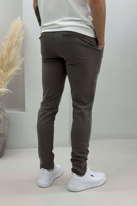 LACING WAIST SIMPLE MEN PANTS OLIVE/ULLI - 4