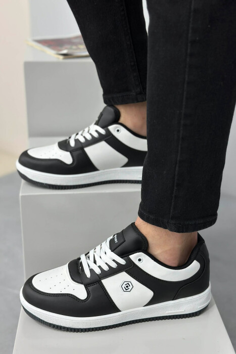 LACINGS SIMPLE MEN SNEAKERS WHITE-BLACK/BAZE - 4