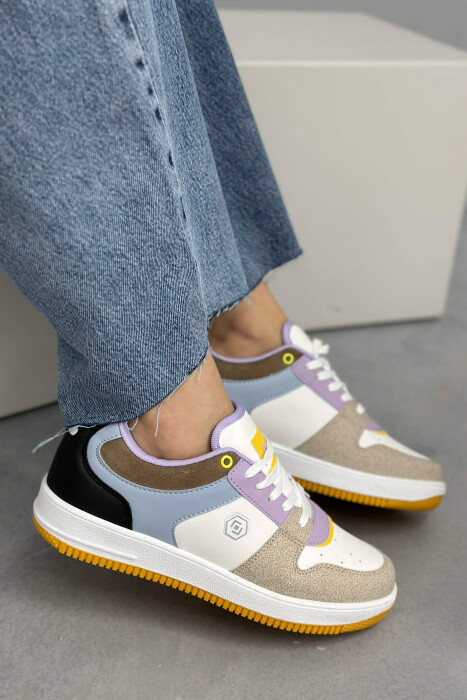 LACINGS SIMPLE WOMEN SNEAKERS BLACK-PURPLE/ZELE 