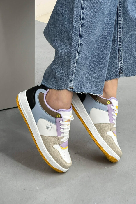 LACINGS SIMPLE WOMEN SNEAKERS BLACK-PURPLE/ZELE - 2