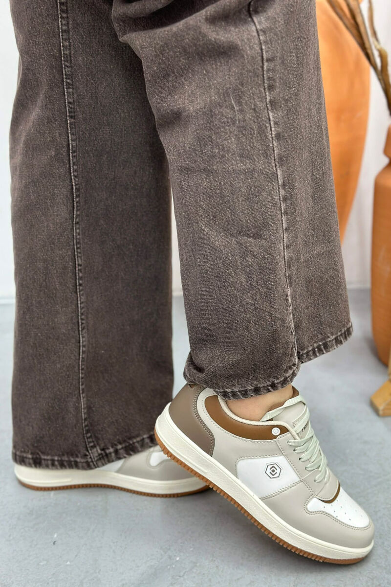 LACINGS SIMPLE WOMEN SNEAKERS CREAM-BROWN/KRKA - 1