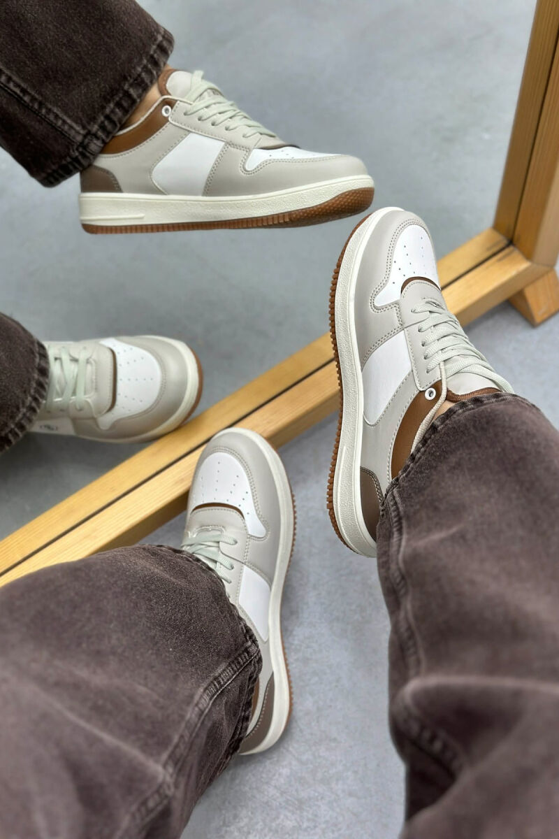 LACINGS SIMPLE WOMEN SNEAKERS CREAM-BROWN/KRKA - 3