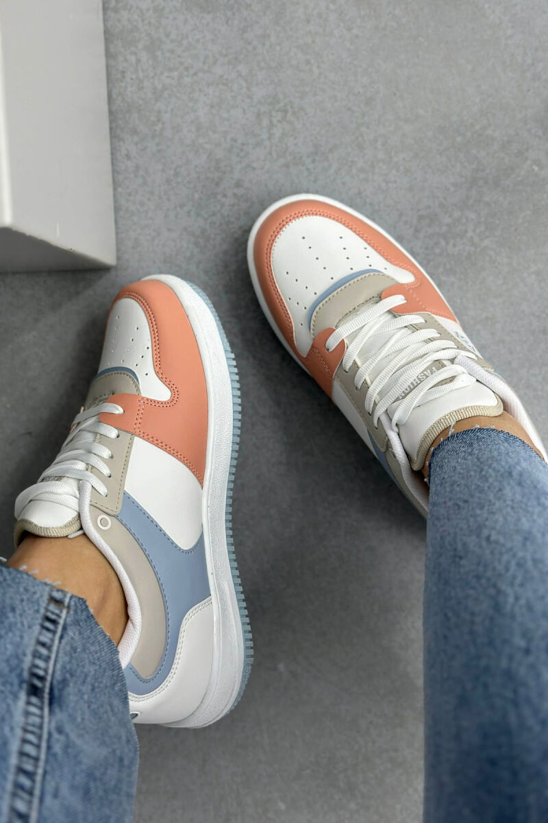 LACINGS SIMPLE WOMEN SNEAKERS WHITE-POWDER/BAPU - 5