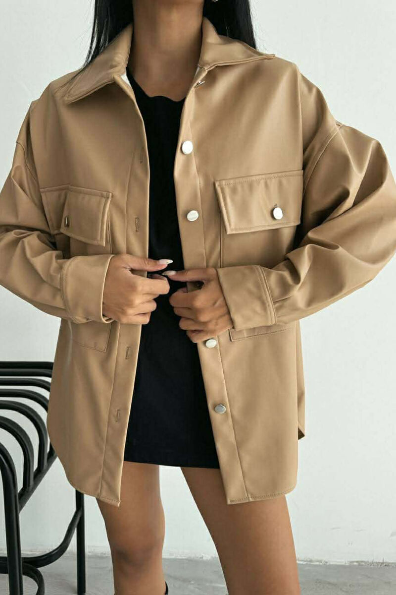 LEATHER BUTTONS WOMAN JACKET BEIGE/BEZHE - 1