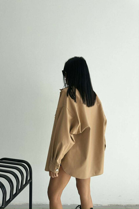 LEATHER BUTTONS WOMAN JACKET BEIGE/BEZHE - 3