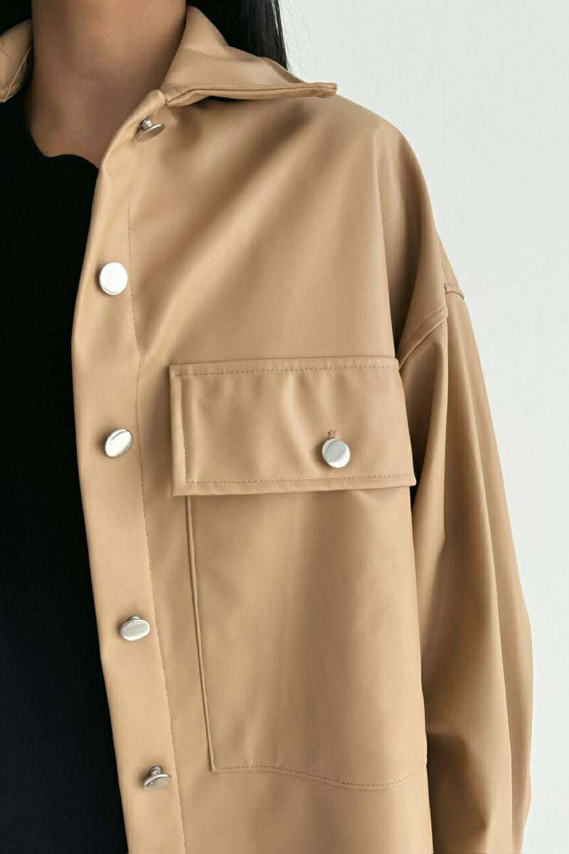 LEATHER BUTTONS WOMAN JACKET BEIGE/BEZHE - 4