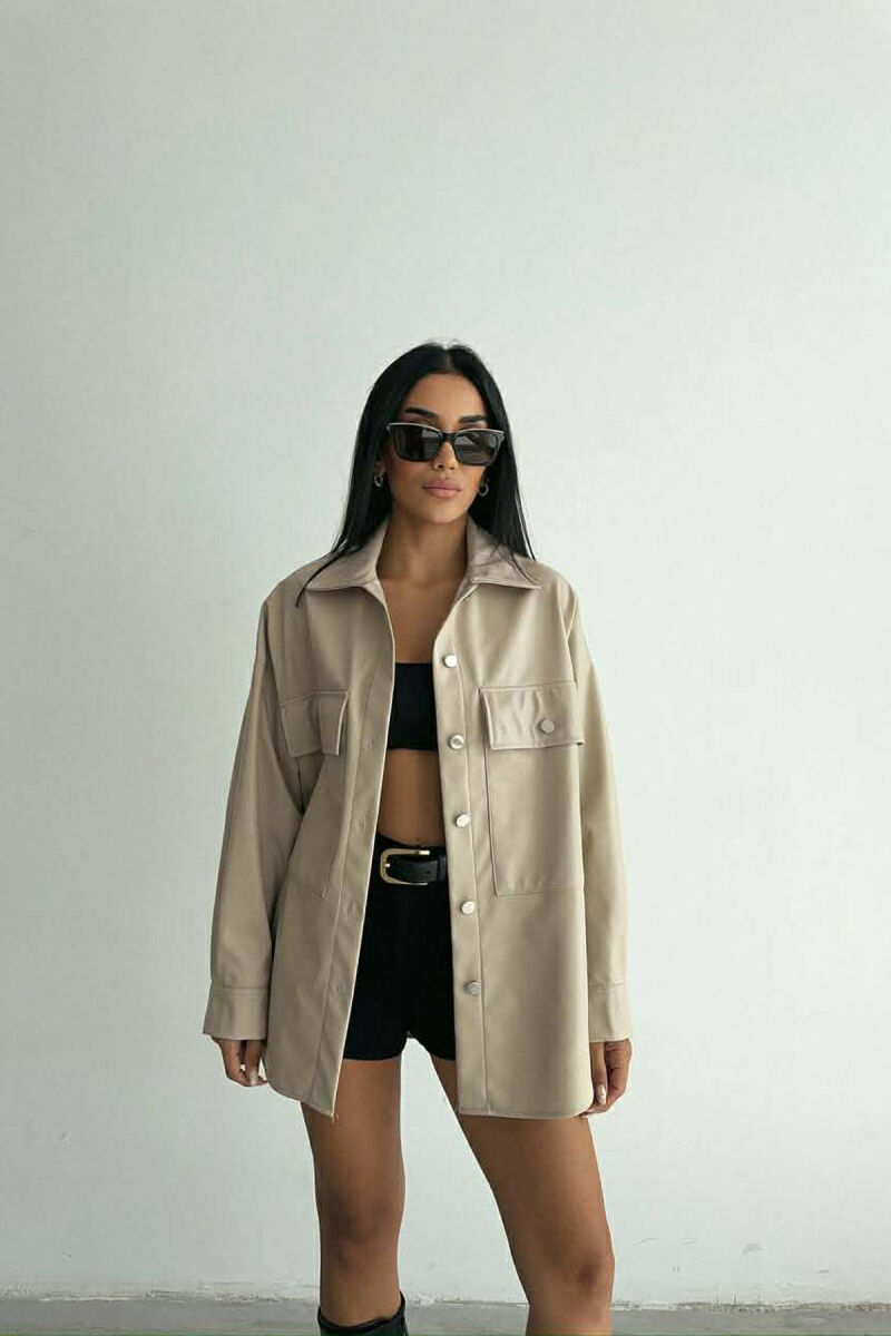 LEATHER BUTTONS WOMAN JACKET CREAM/KREM - 2