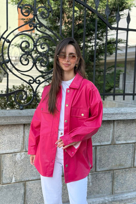 LEATHER BUTTONS WOMAN JACKET FUCHSIA/CIKLAMI 