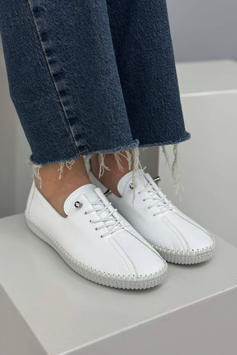 LEATHER COMFORT EVERYDAY WOMEN SNEAKERS WHITE-E BARDHE - 1