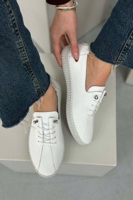 LEATHER COMFORT EVERYDAY WOMEN SNEAKERS WHITE-E BARDHE - 4