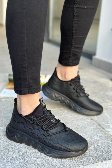 LEATHER LACING WOMAN SNEAKERS BLACK/ E ZEZE - 1