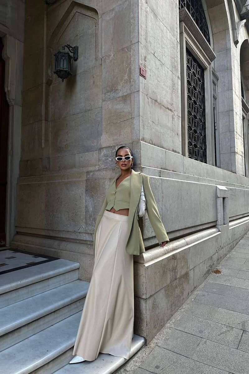 LEATHER LONG SKIRT BEIGE/BEZHE - 4