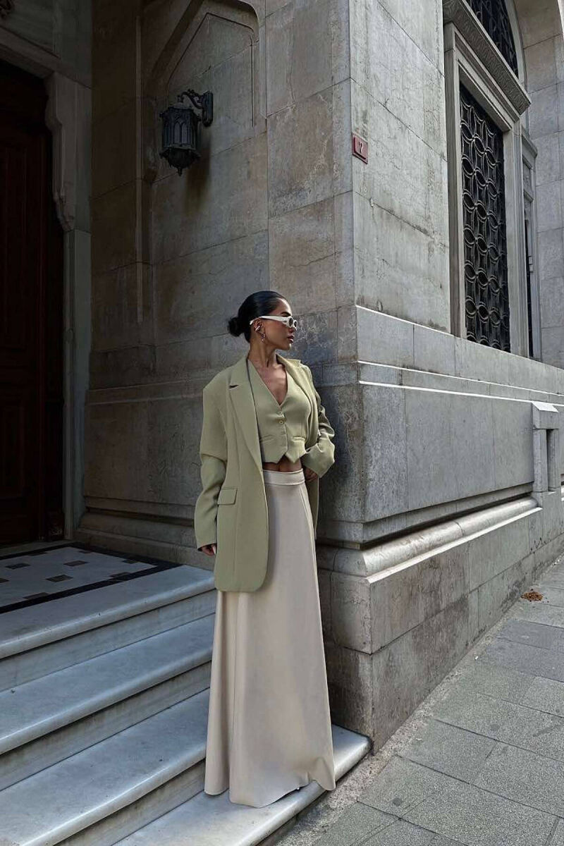 LEATHER LONG SKIRT BEIGE/BEZHE - 5