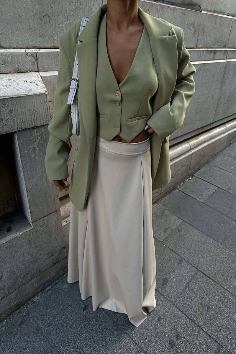LEATHER LONG SKIRT BEIGE/BEZHE - 1