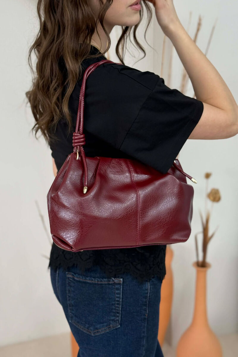 LEATHER ONE COLOR WOMAN BAG BURGUNDY/VISHNJE - 3