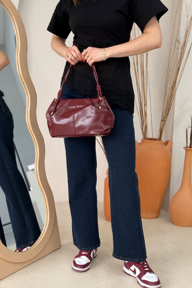 LEATHER ONE COLOR WOMAN BAG BURGUNDY/VISHNJE - 5