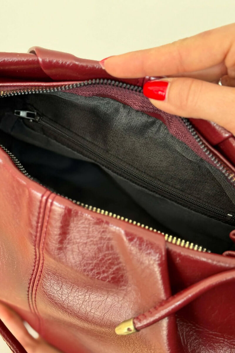 LEATHER ONE COLOR WOMAN BAG BURGUNDY/VISHNJE - 6