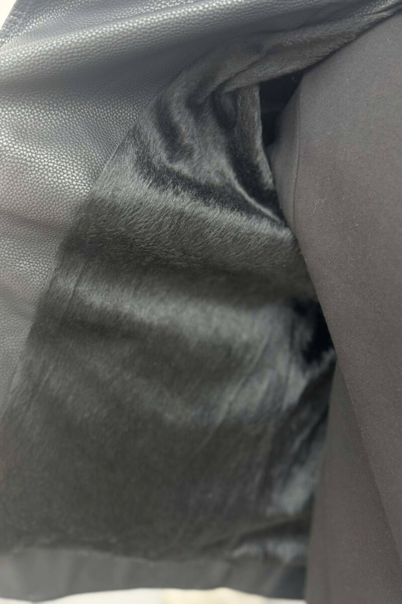 LEATHER ONE COLOR ZIPPER MEN JACKET BLACK/ E ZEZE - 6