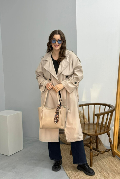 LEATHER SCARF DETAIL WOMEN BAG BEIGE/BEZHE - 5