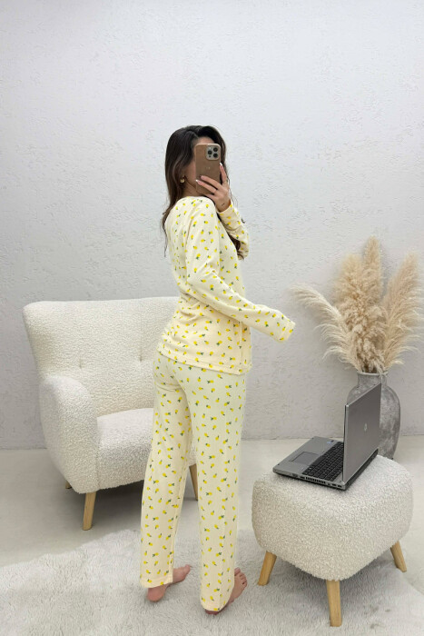LEMONS DESIGN SWEATSHIRT+TROUSERS WOMEN PYJAMAS YELLOW/E VERDHE - 3