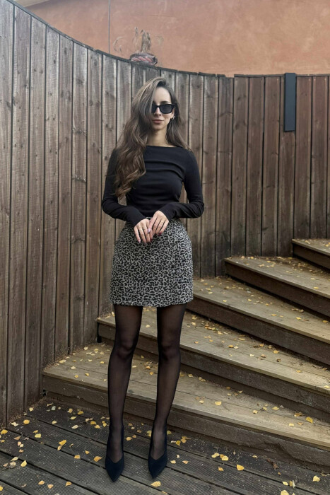 LEO DESIGN BACK ZIPPER WOMEN SKIRT LEO/LEOPARD - 9