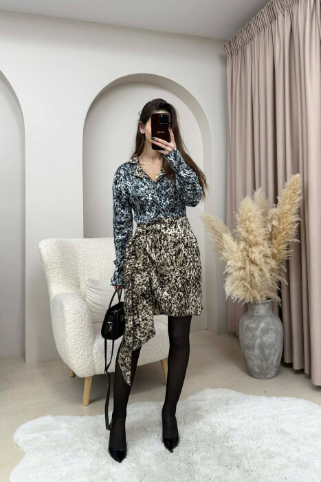 LEO DESIGN LACING DETAIL WOMEN DRESS LEO/LEOPARD - 2