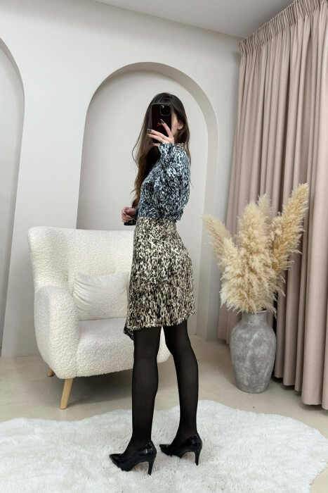 LEO DESIGN LACING DETAIL WOMEN DRESS LEO/LEOPARD - 4