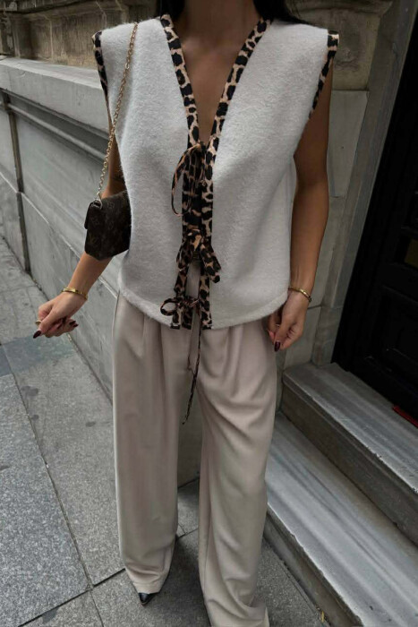 JELEK LIDHESE ME DETAJ PRINT LEOPARDI PER FEMRA NE NGJYRE KREM - KLAUDIO FASHION