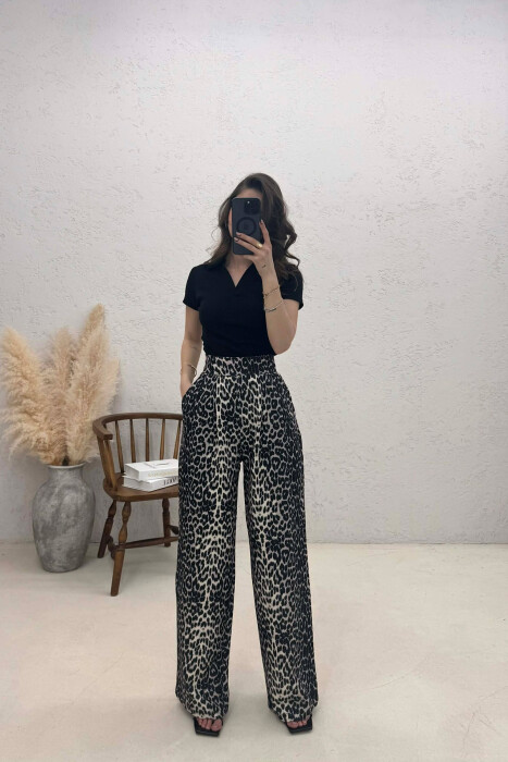 LEO PRINTS WOMAN TROUSERS BLACK/ E ZEZE 