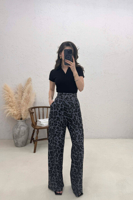 LEO PRINTS WOMAN TROUSERS DARK GREY/GEE - 1