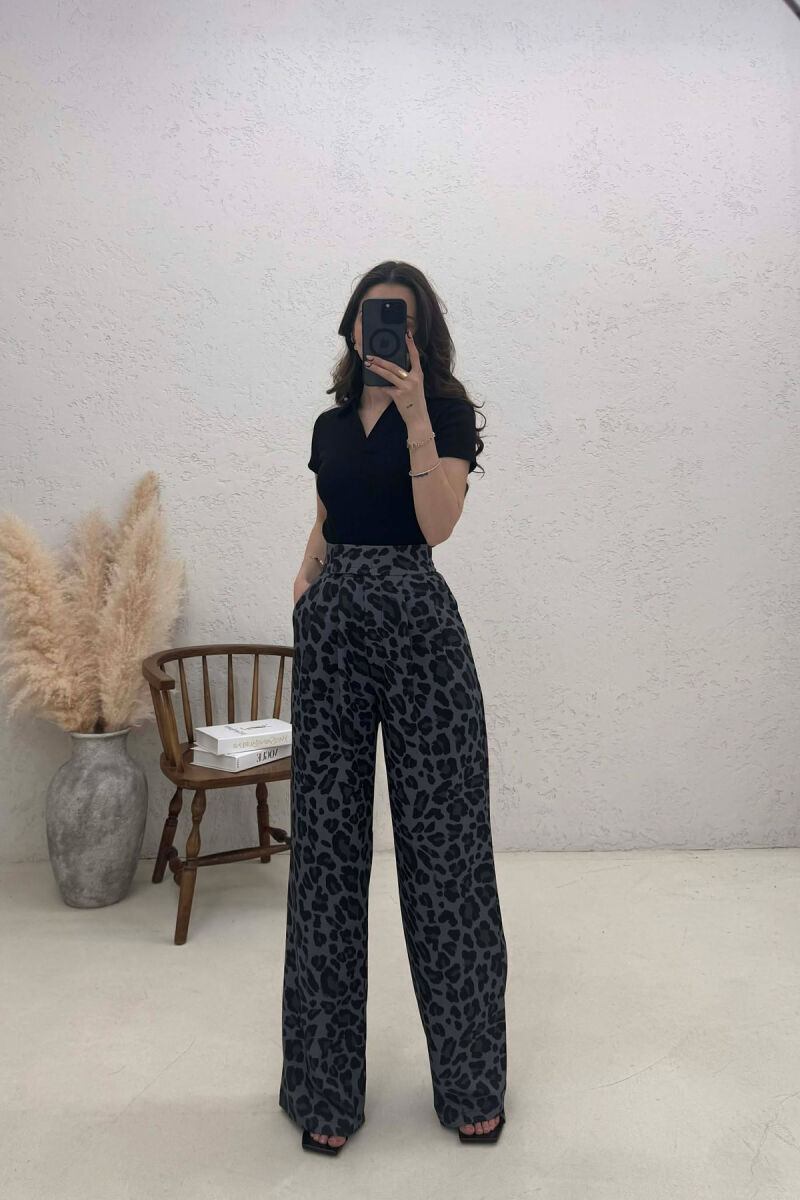 LEO PRINTS WOMAN TROUSERS DARK GREY/GEE - 2