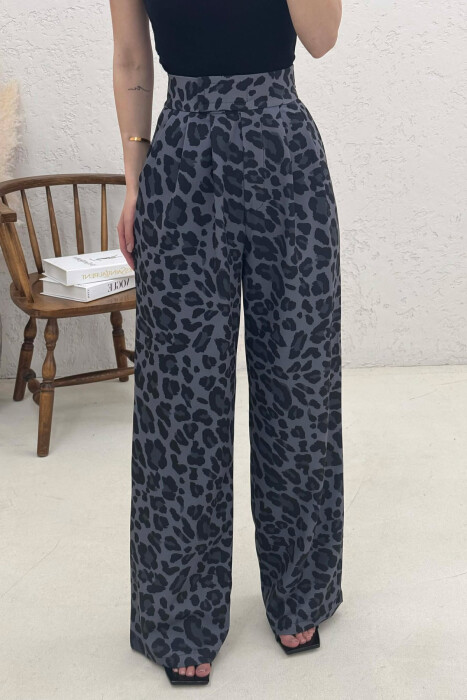 LEO PRINTS WOMAN TROUSERS DARK GREY/GEE - 4