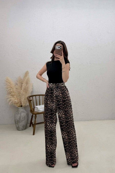 PANTALLONA ME PRINT LEOPARDI PER FEMRA - KLAUDIO FASHION