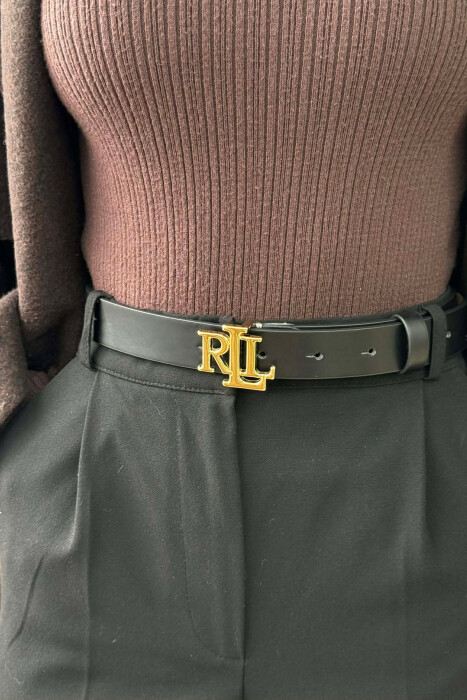 LETTER BUCKLE DESIGN LEATHER WOMEN BELT GOLDEN ROD/GOLD 