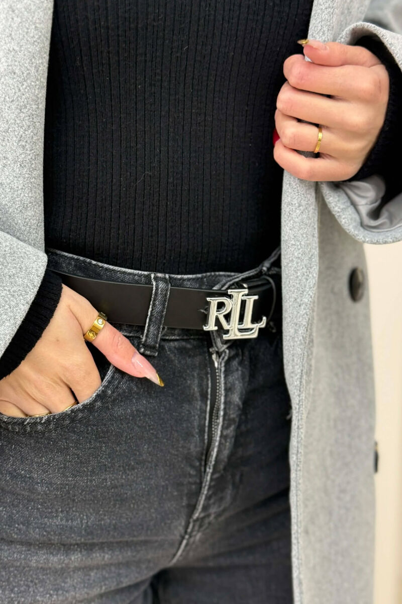 LETTER BUCKLE DESIGN LEATHER WOMEN BELT SILVER/ARGJEND - 1