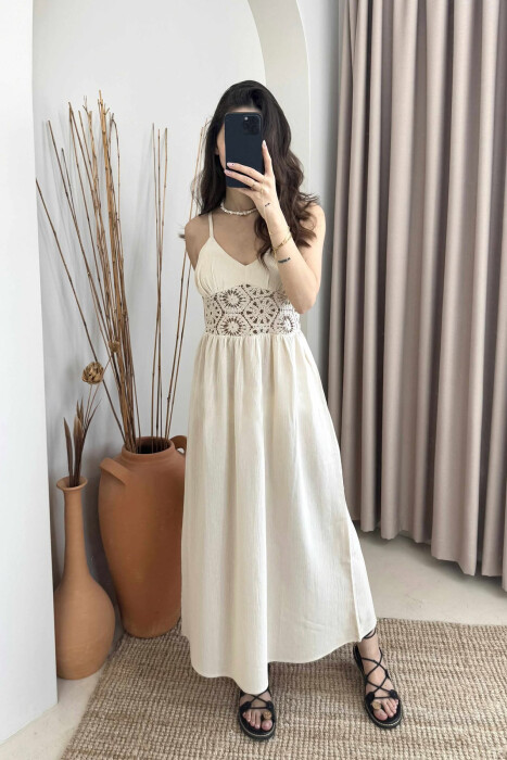 LINEN LONG DRESS BEIGE/BEZHE - 1