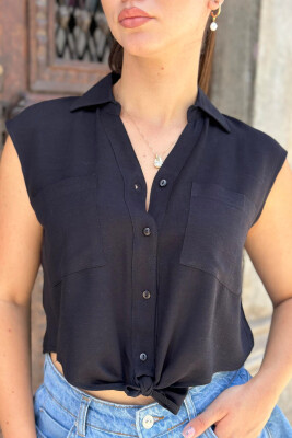 LINEN SHIRT FOR WOMEN BLACK/ E ZEZE - 5