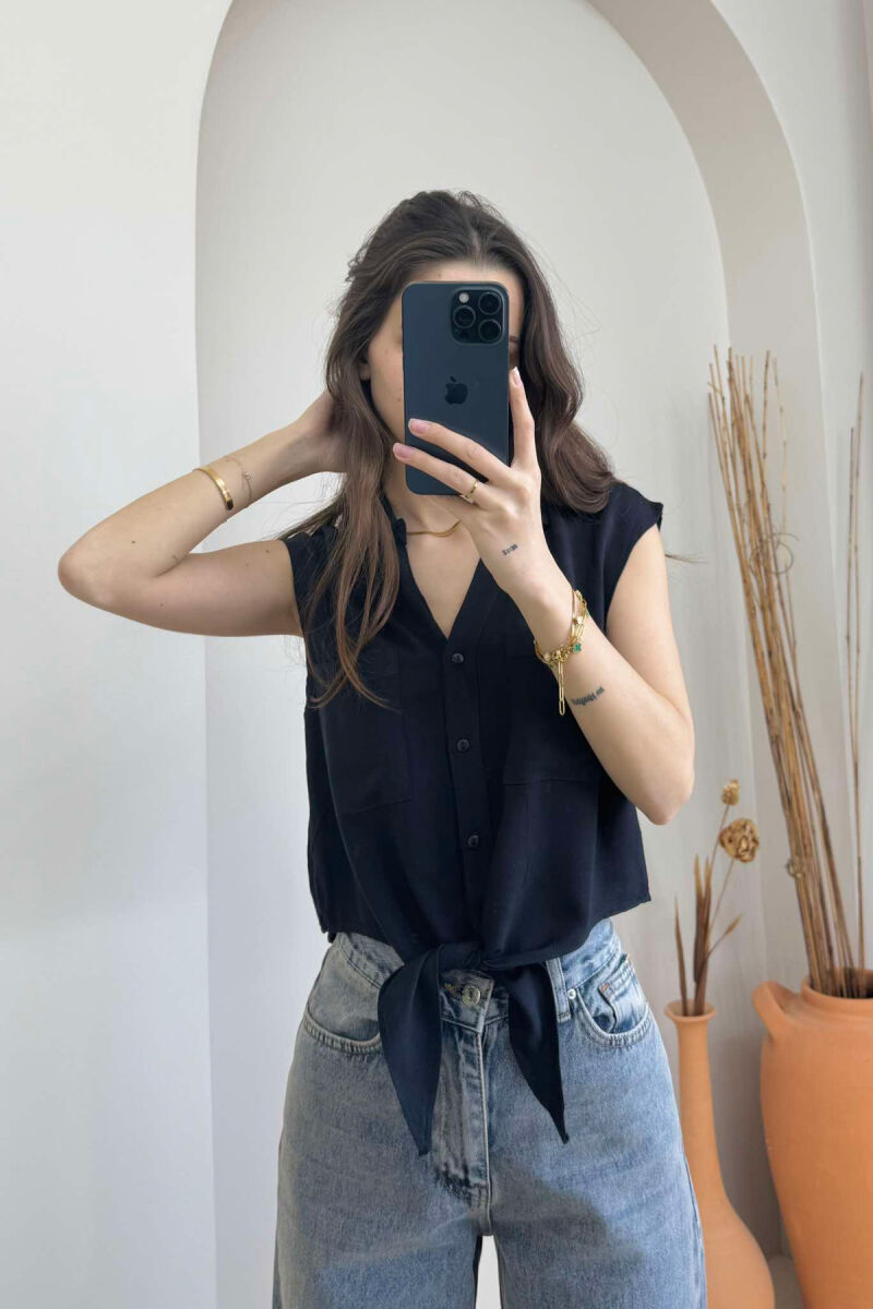 LINEN SHIRT FOR WOMEN BLACK/ E ZEZE - 2