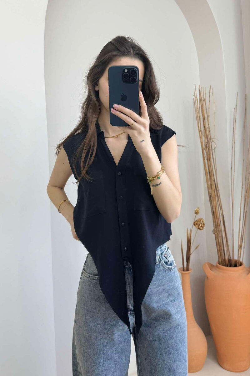 LINEN SHIRT FOR WOMEN BLACK/ E ZEZE - 4