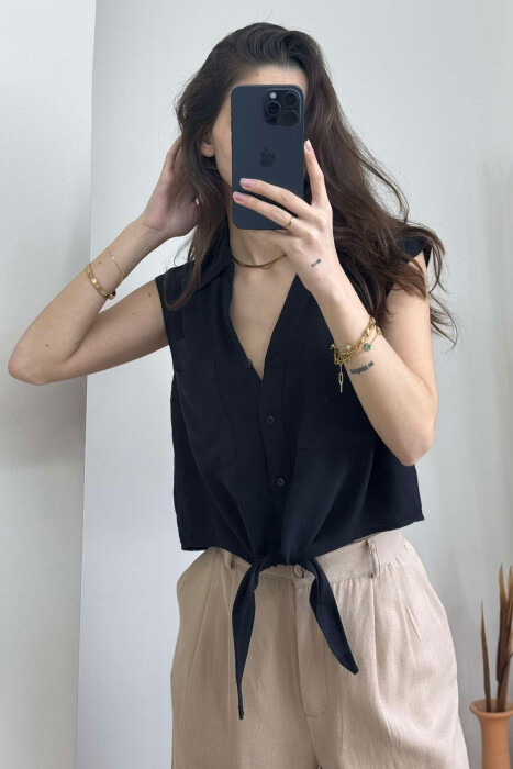 LINEN SHIRT FOR WOMEN BLACK/ E ZEZE - 8