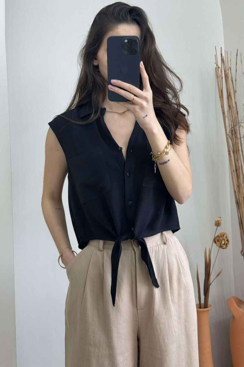 LINEN SHIRT FOR WOMEN BLACK/ E ZEZE - 9